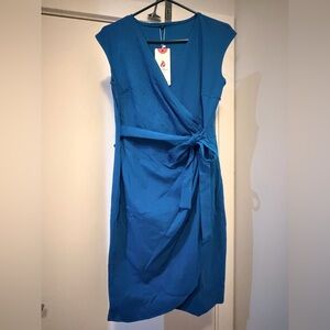 Large - Blue Faux Wrap Dress